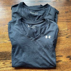 Set of Two Women’s Cap Sleeve Under Armour Heatgear Black Tee Shirt Small